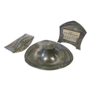 Early 20th Century Pewter Art Nouveau Desk - Set of 3 For Sale