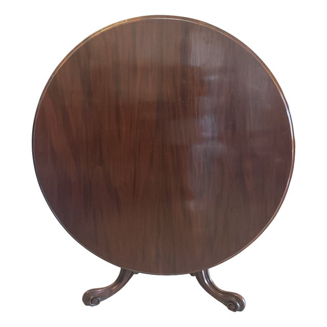 Antique Victorian Circular Tilt-Top Dining Table in Mahogany, 1860 For Sale