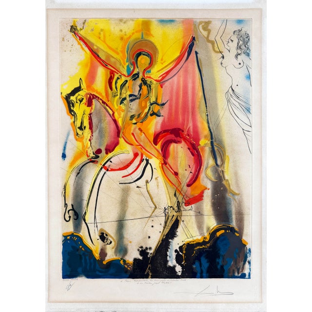 Salvador Dali, Le Cavalier Triomphant, 1973, Drypoint Etching on Chromolithograph For Sale - Image 10 of 12