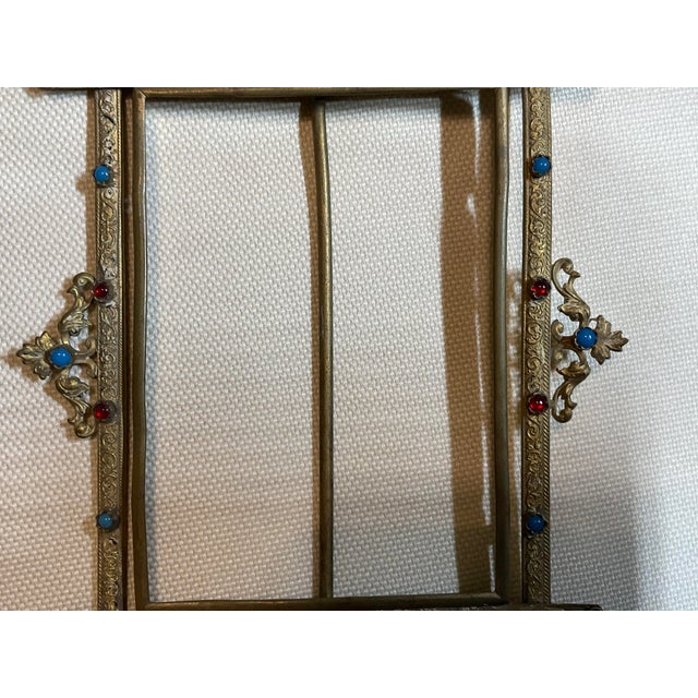 Antique Austro-Hungarian Style Jeweled Brass Picture Frame – Renaissance Revival For Sale - Image 11 of 12