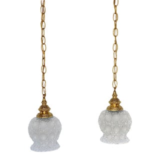 Vintage Double Globe Swag Pendant Light For Sale