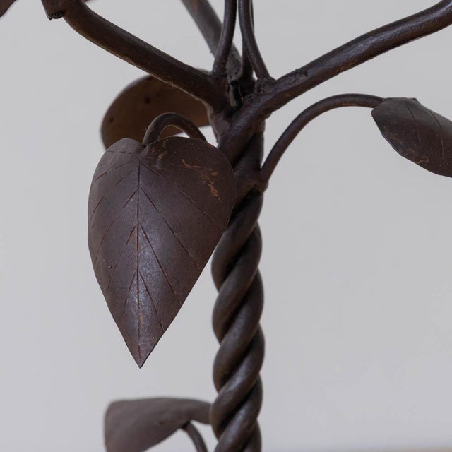 Black 1930s Pair of French Iron Leaf Candlesticks For Sale - Image 8 of 14