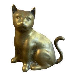 Large Vintage Brass Cat Figurine