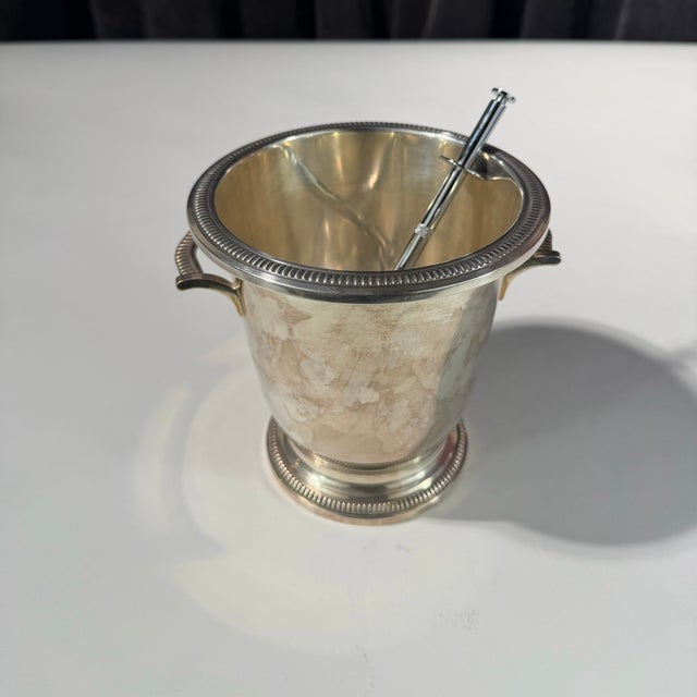 Early 20th Century Saint-Médard Silver-Plated Ice Bucket With Ice Tongs For Sale - Image 9 of 9