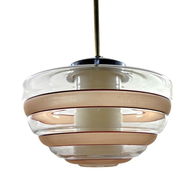 Scandinavian Beehive Pendant Lamp in Glass and Steel, Sweden, 1930s For Sale - Image 13 of 13