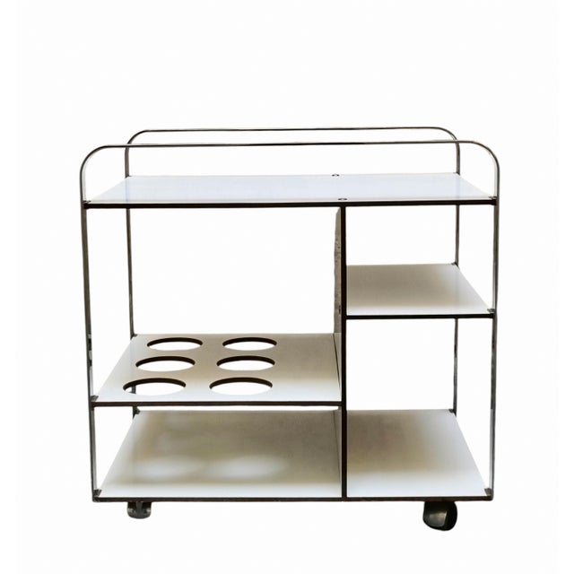 Silver Chrome and White Laminate Serving Trolley, Italy, 1970s For Sale - Image 8 of 8