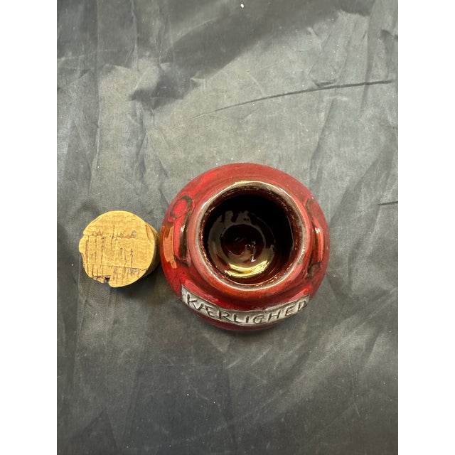 Wood VTG Frelica Danmark Red Studio Pottery Kærlighed (Love) Jar & Cork Danish MCM For Sale - Image 7 of 11