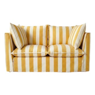 Sophie Conran Coco 2 Seater Sofa - Dandelion Stripes with Knife Edge Cushion For Sale