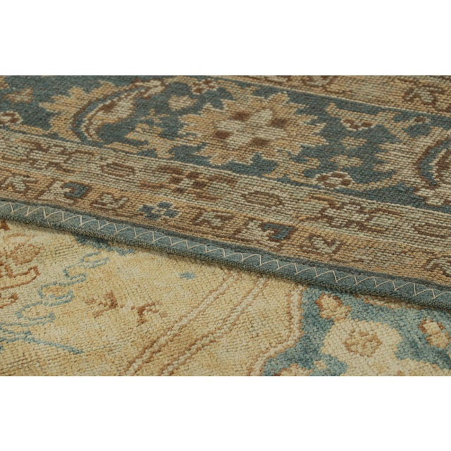 Textile Rug & Kilim’s Oversized Oushak Style Rug in Brown & Blue With Geometric Patterns For Sale - Image 7 of 7
