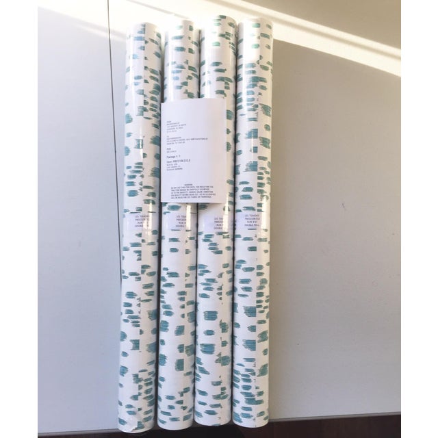 Brunschwig & Fils Les Touches Aqua Wallpaper | Chairish