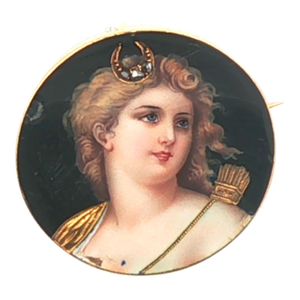 Diana the Huntress Hand Painted Victorian Enamel Pin