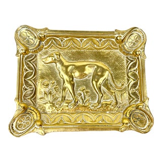 Vintage Brass Grayhound Dog Ashtray For Sale