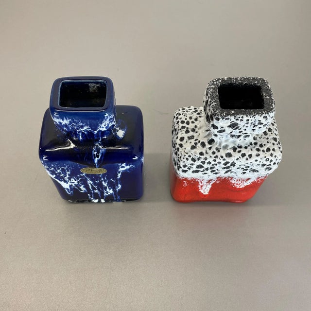 Blue-Red Pottery Fat Lava Glaze WGP Vases from Jopeko, Germany, 1970s, Set of 2 For Sale - Image 9 of 18