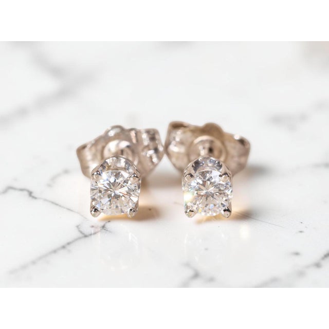 The Fonsecas: Ladies 14K White Gold 0.30CTW Natural Diamond Stud Earrings, 2 Pieces For Sale In Philadelphia - Image 6 of 6