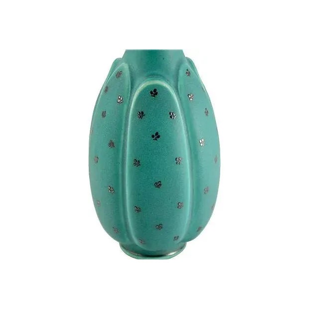 Mid-Century Modern Aqua Sterling Overlay Gustavsberg Argenta Nova Vase For Sale - Image 3 of 6