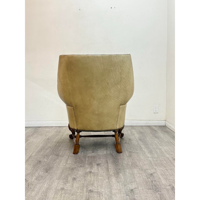 Wingback Leather Chair With Ottoman For Sale In Los Angeles - Image 6 of 12
