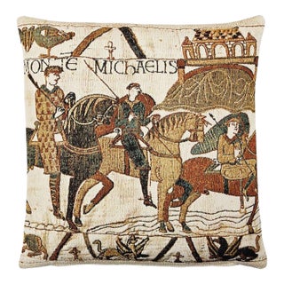Bayeux-Mont St. Michel (Woollen) Tapestry Cushion With Feather Filler - 43x43cm (17"x17") For Sale