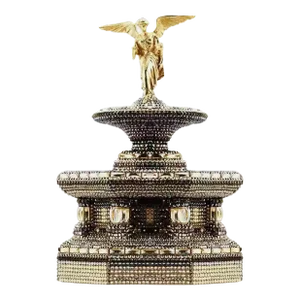 2015 Judith Leiber Crystal Minaudiere Evening Bag Art Deco Fountain Bethesda New York Black Gold Champagne
