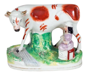 Staffordshire Style Cow and Milkmaid