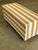 Wood Vintage Bench with Wooden Legs and Striped Fabric, 1980s For Sale - Image 7 of 8