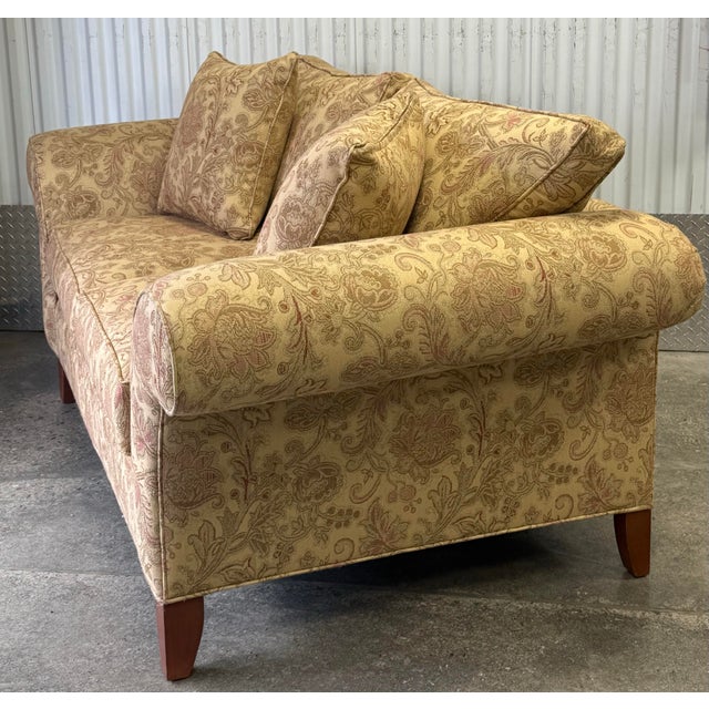Ethan Allen Ethan Allen Rolled Arm Loveseat Sofa For Sale - Image 4 of 11