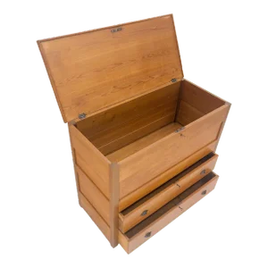 Large Antique Pine Two Bottom Drawers Trunk Hope Chest Blanket Chest Keyed