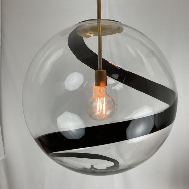Vintage Large Murano Glass Ball Pendant For Sale In West Palm - Image 6 of 6
