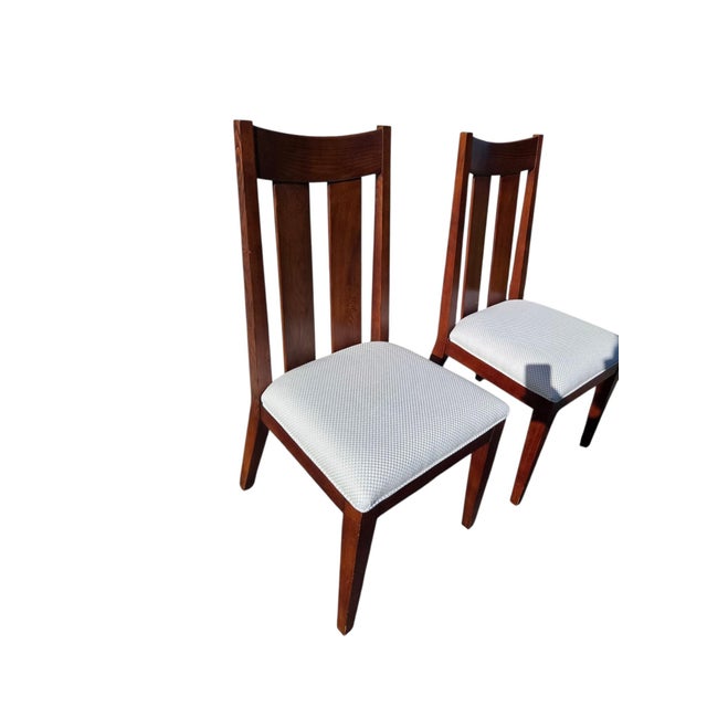 1990s Ethan Allen Horizons Dining Side Chair Pair Wood Slat Back Accent Living Room For Sale - Image 11 of 15
