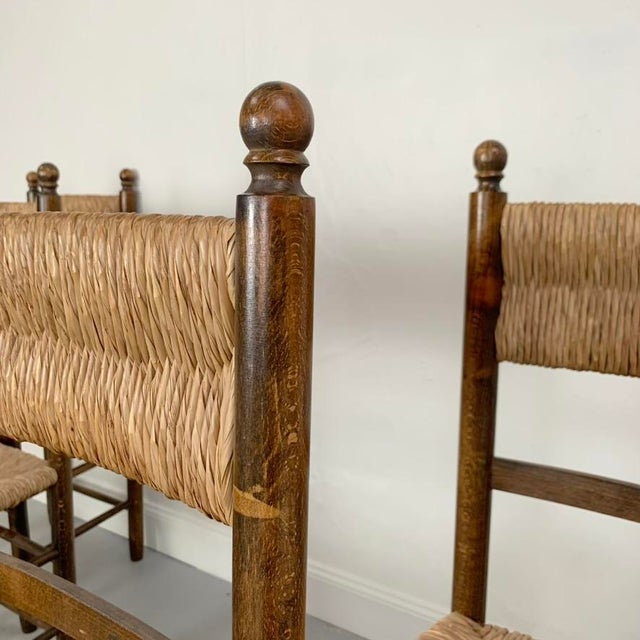 Mid-Century Oak and Straw Chairs by Charlotte Perriand, France, 1960s, Set of 6 For Sale - Image 13 of 17