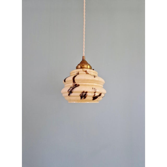 Art Deco Pendant Light in Marbled Opaline Glass from Scailmont, Belgium, 1920s For Sale - Image 9 of 17