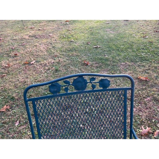 Turquoise 1960s Woodard Wrought Iron Patio Table & 4 Chairs For Sale - Image 8 of 8