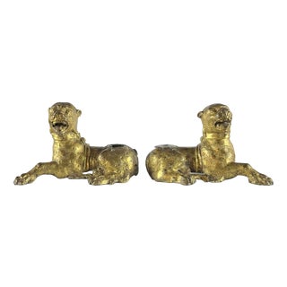 Gilded Bronze Lions, Nuremberg, 1500, Set of 2 For Sale