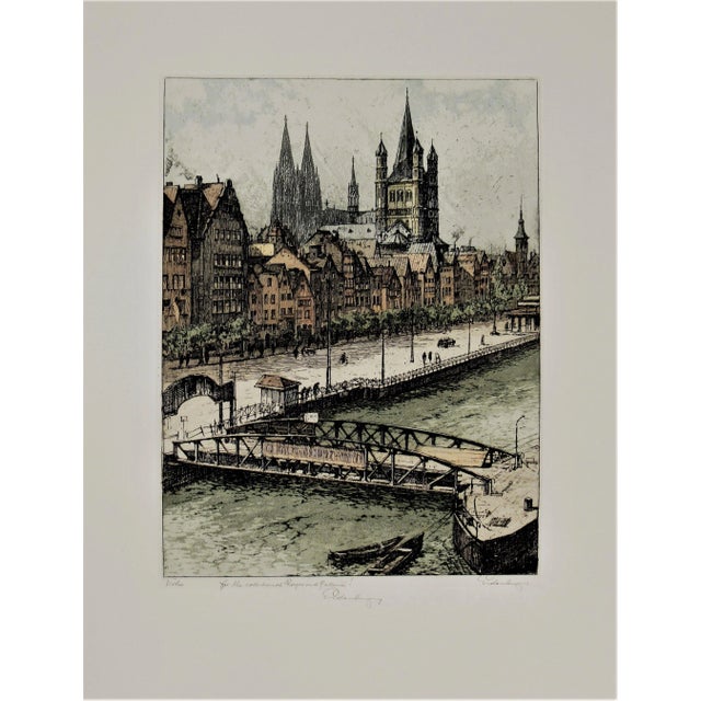 Josef Eidenberger, Cologne (Koln) Promenade, Germany, Circa 1950 For Sale