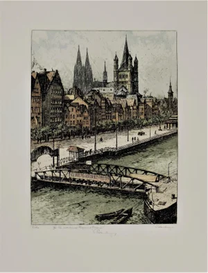 Josef Eidenberger, Cologne (Koln) Promenade, Germany, Circa 1950