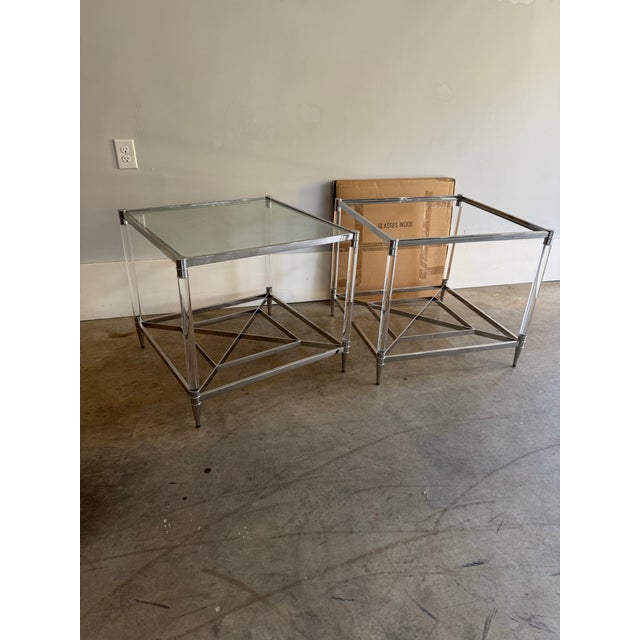 Pair of Acrylic End Tables The Celine square end table is sleek and stylish, combining clear and reflective materials...