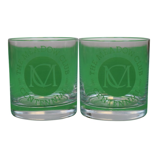 1887 The Meadow Club Old Fashioned Cocktail Glasses - a Pair For Sale
