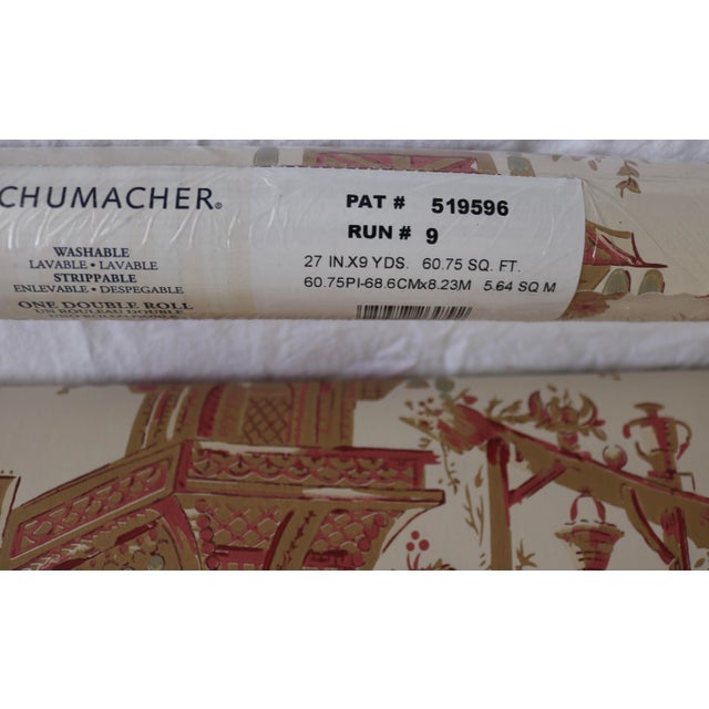 Schumacher Wallpaper Chinoiserie Toile Red and Gold on Ivory. This listing is for 2 Double rolls. The pattern repeat is 27...