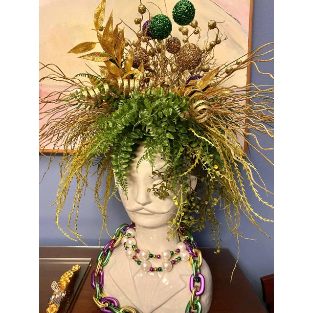 Art Deco Vase, Male Head, White Glazed Ceramic For Sale - Image 3 of 5