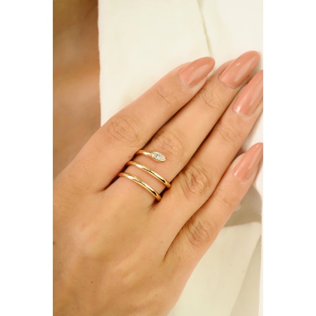 Early 21st Century 21st Century Insipired Diamond Snake Wrap Ring in 14k Gold in Bezel Set Size 5 For Sale - Image 5 of 15