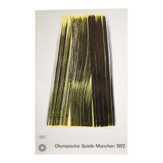 1972 Munich Olympics Lithograph Poster - Hans Hartung - Brushstrokes For Sale