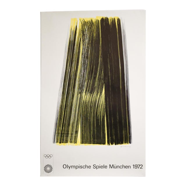 1972 Munich Olympics Lithograph Poster - Hans Hartung - Brushstrokes For Sale