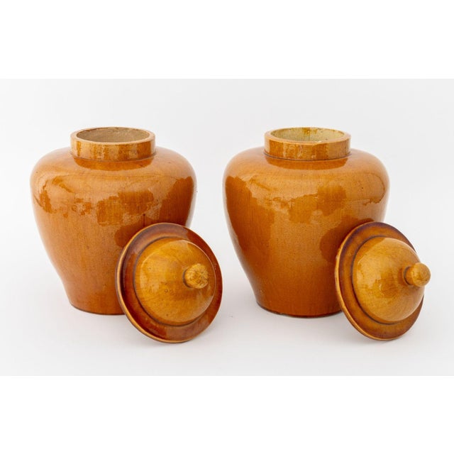 Chinese Style Glazed Stoneware Ginger Jars, Pair For Sale - Image 4 of 7
