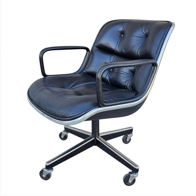 Timeless MCM (Mid-Century Modern) to Modern Executive armchairs by Charles Pollock for Knoll. Chair is comprised of a...