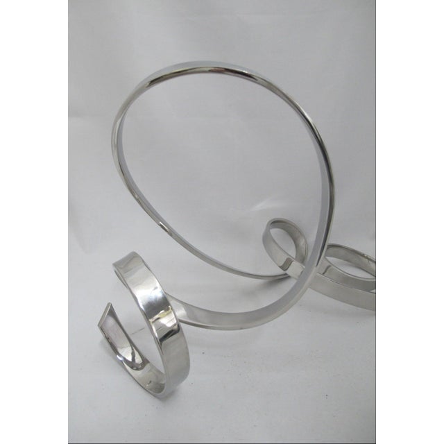 David Elijah Herschler Chrome Freestanding Ribbon Twist Modern Art Sculpture For Sale - Image 16 of 17