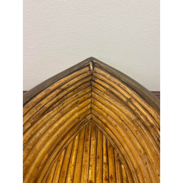 Vivai del Sud 1950s Italian Riviera Sculptural Rattan Bowl With Solid Brass Trim For Sale - Image 4 of 10
