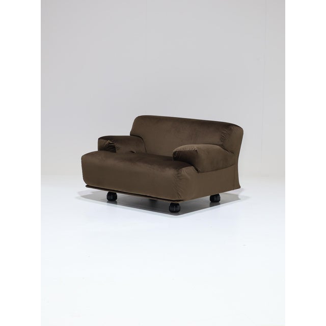 Fianda Modular Sofa and Armchair in Brown Velvet by Vico Magistretti for Cassina, 1970s, Set of 4 For Sale - Image 14 of 18