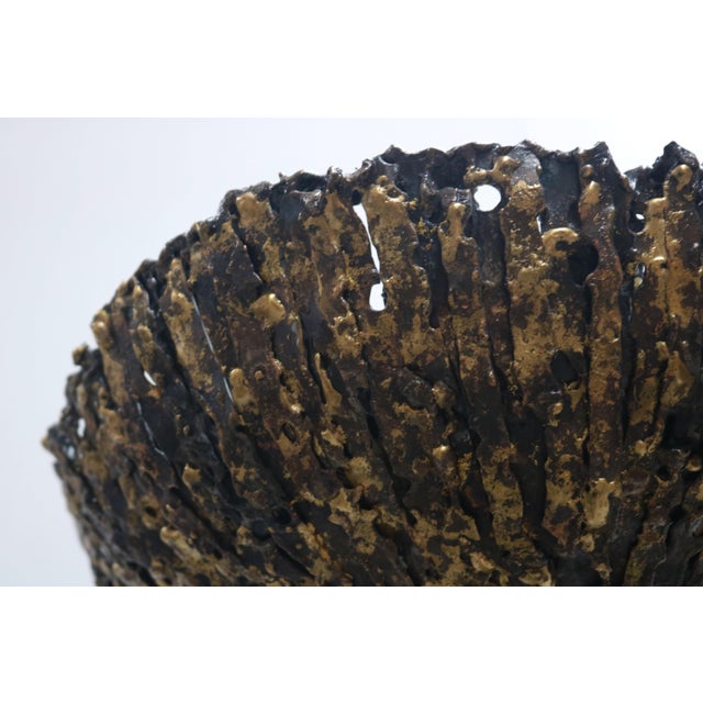 Metal Dutch Brutalist Hand-Crafted Floor Lamp in Brass and Metal, 1980 For Sale - Image 7 of 12