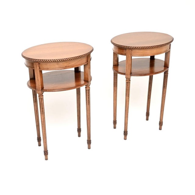 Antique Edwardian Walnut Side Tables, 1900, Set of 2 For Sale - Image 3 of 10