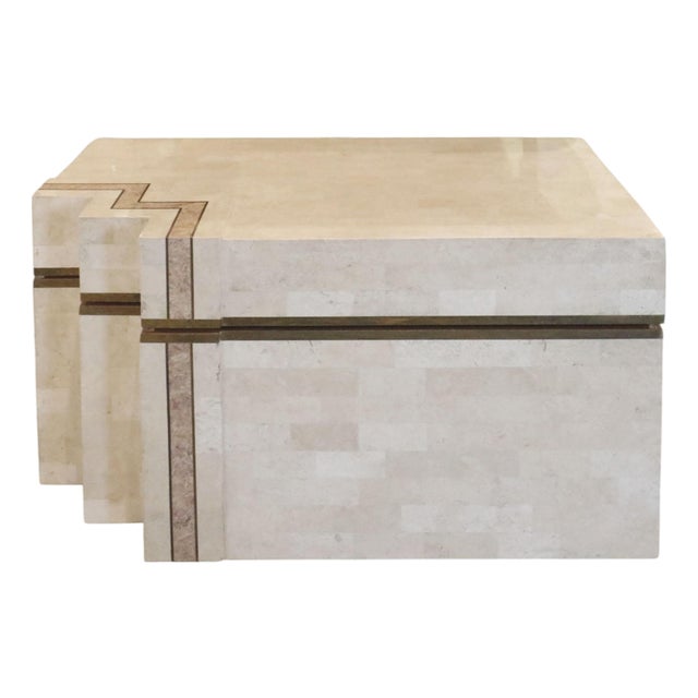 1970s Tessellated Travertine Chest For Sale
