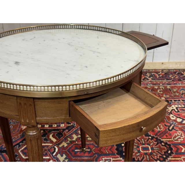 Wood Louis XVI Bouillotte Table in Mahogany with a Marble Top, 1960s For Sale - Image 7 of 12